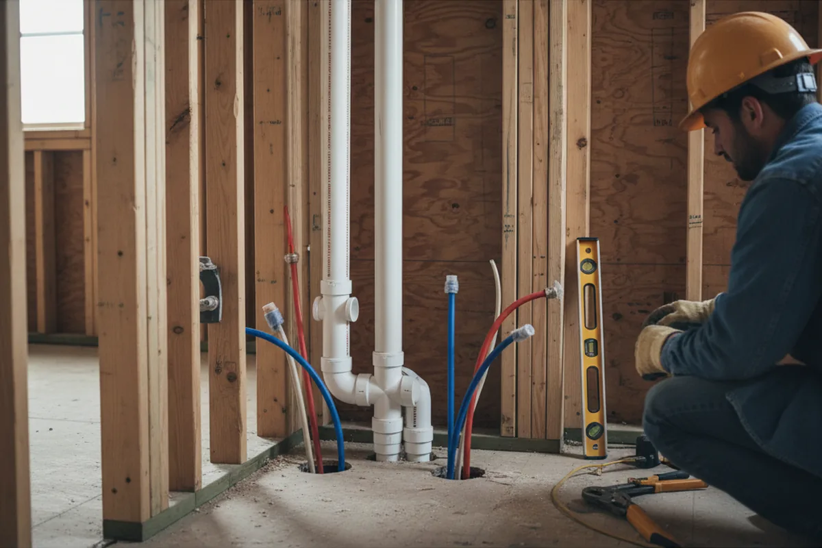 Drain and supply rough-in during Garbage Disposal Repair in Elverson