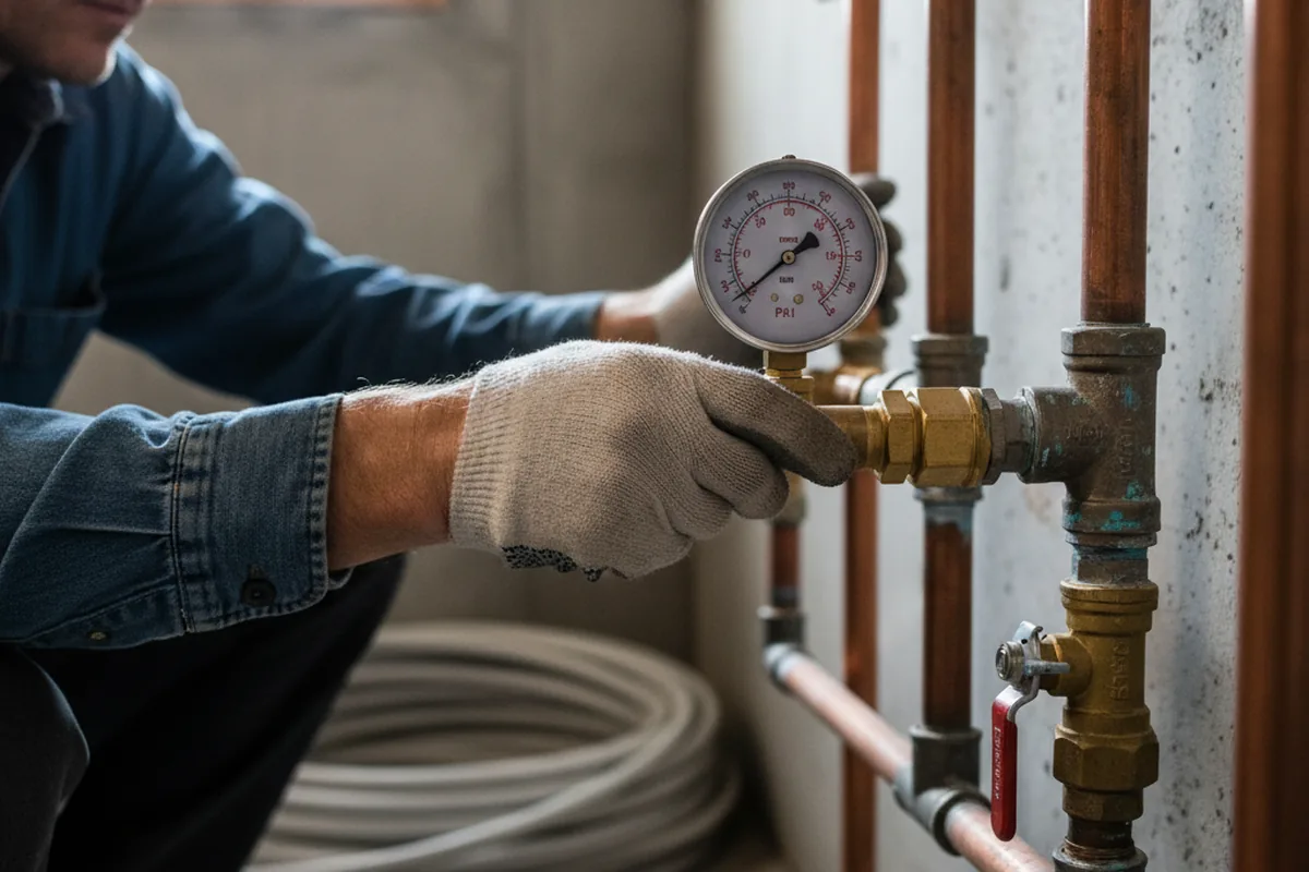 Pressure testing a repaired line during Water Line Repair in Elverson